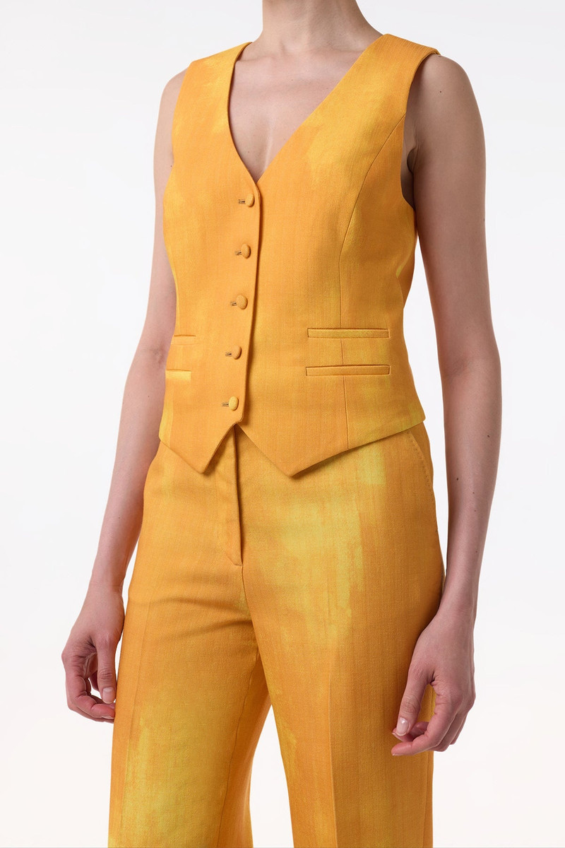 GABRIELA HEARST Coleridge Vest in Cadmium Yellow Virgin Wool outlook