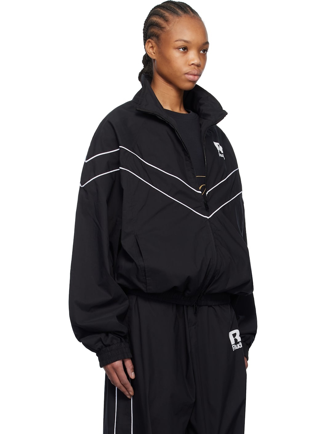 Black Piping Raglan Track Jacket - 2