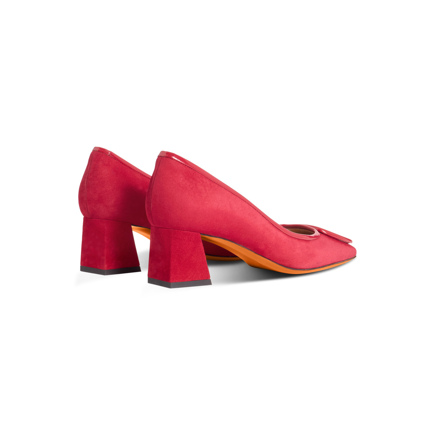 Women's red suede mid-heel pump - 4