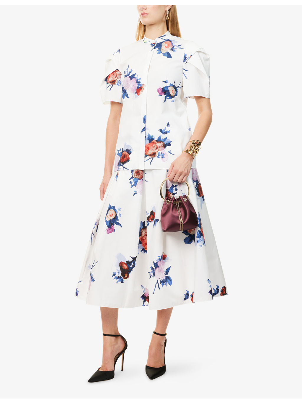 Floral-Print Short-Sleeve Cotton-Poplin Top - 2