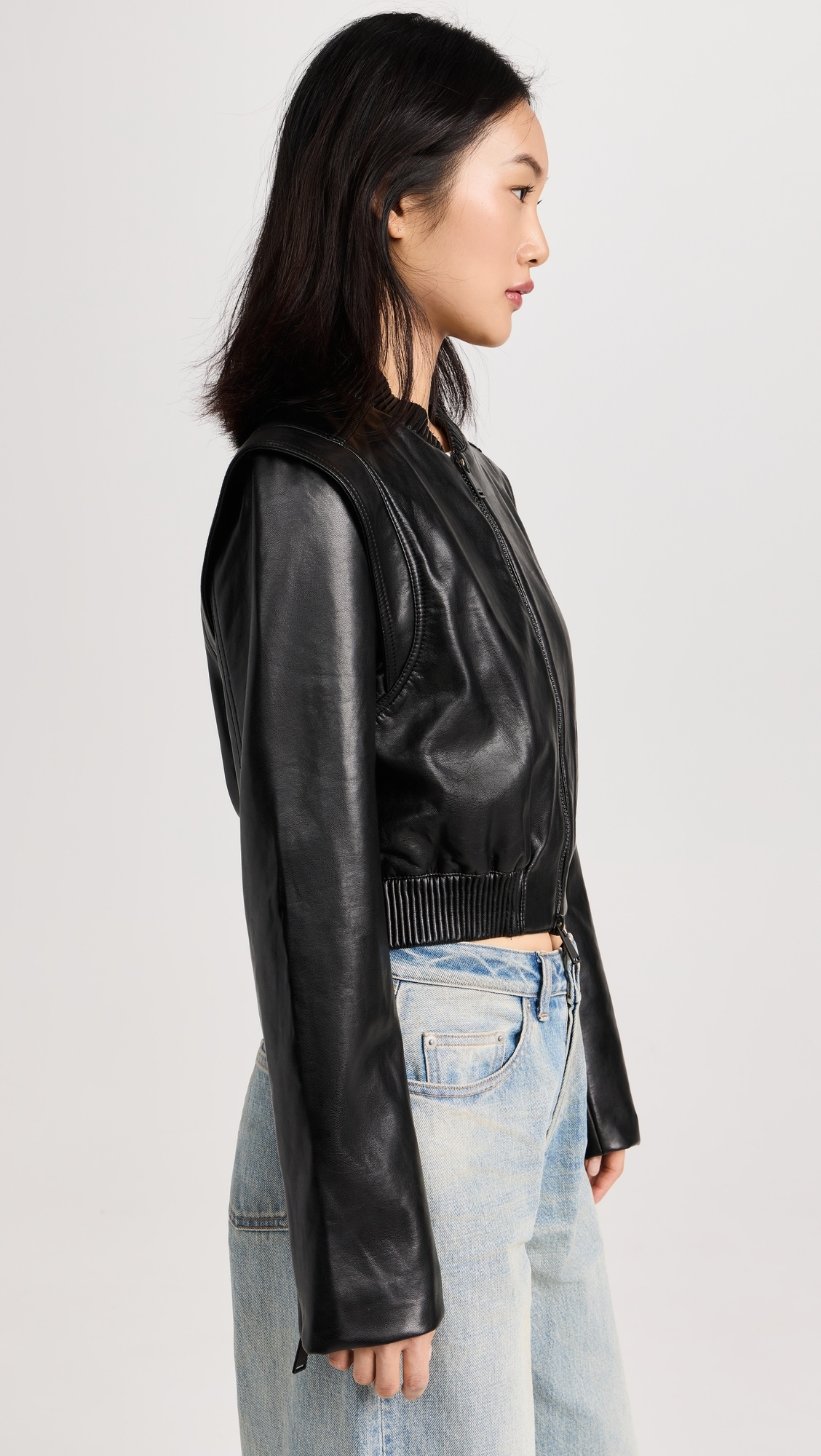Doreen Luxe Vegan Leather Boxy Bomber Jacket - 3