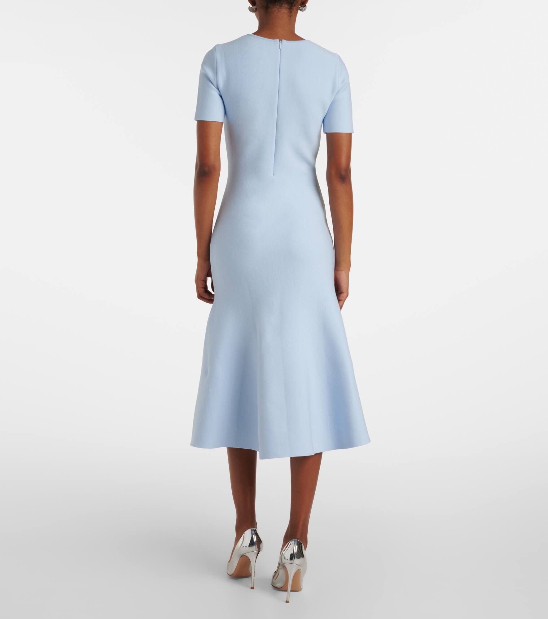 Orchid-appliqué jacquard cocktail dress - 3