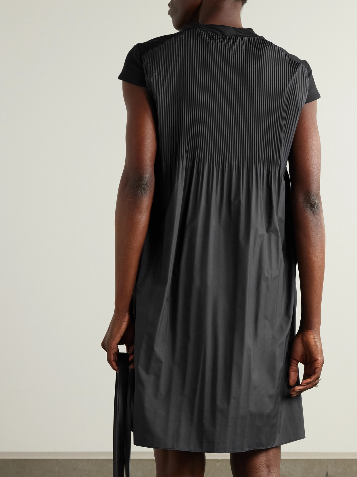 Appliquéd Cotton-jersey And Pleated Shell Mini Dress - 3