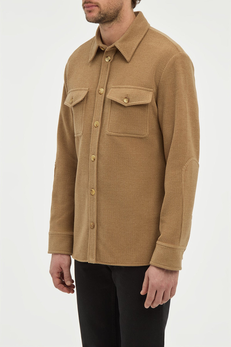 Lucas Overshirt in Camel Cashmere Wool Corduroy 4
