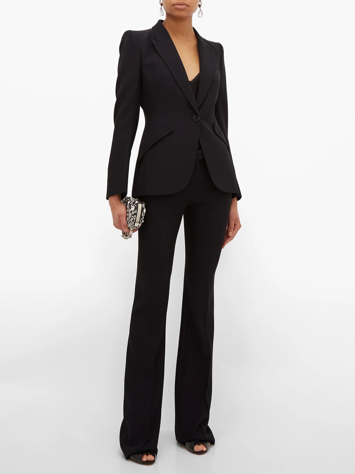 Single-breasted crepe blazer - 6