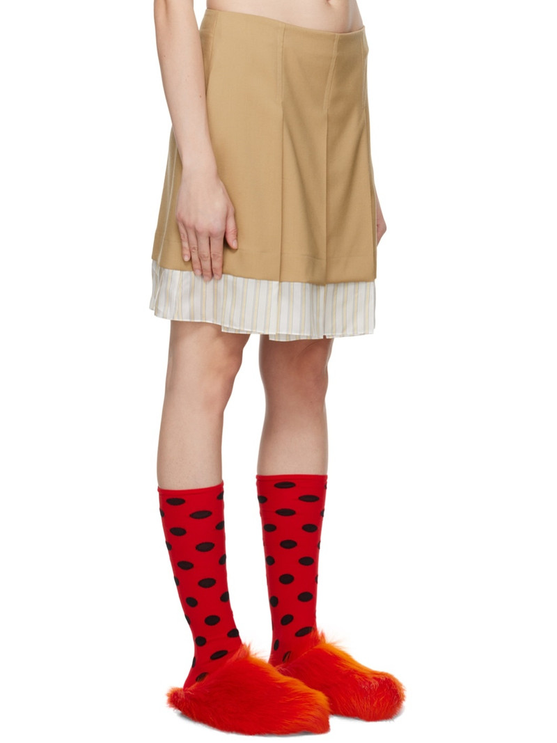Tan Pleated Miniskirt 2