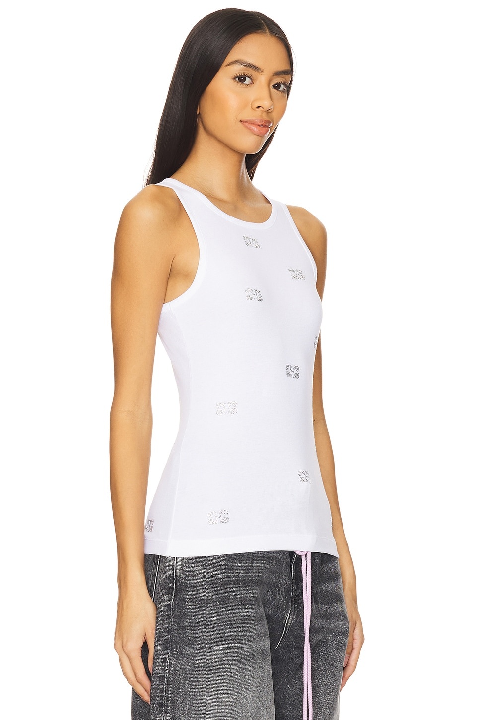 GANNI Rib Rhinestone Butterfly Tank Top | revolve | REVERSIBLE