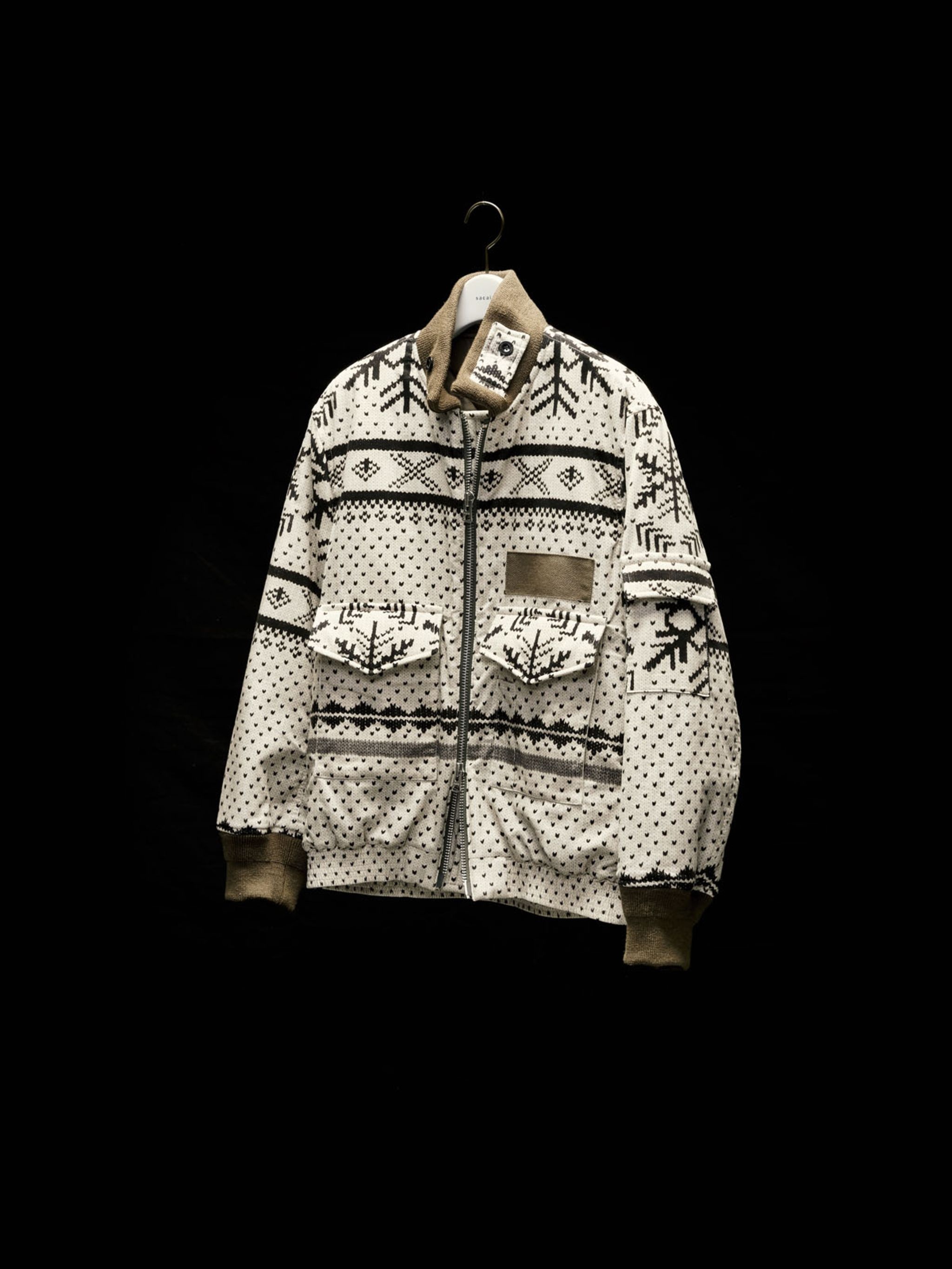 Pattern Knit Print Blouson - 2
