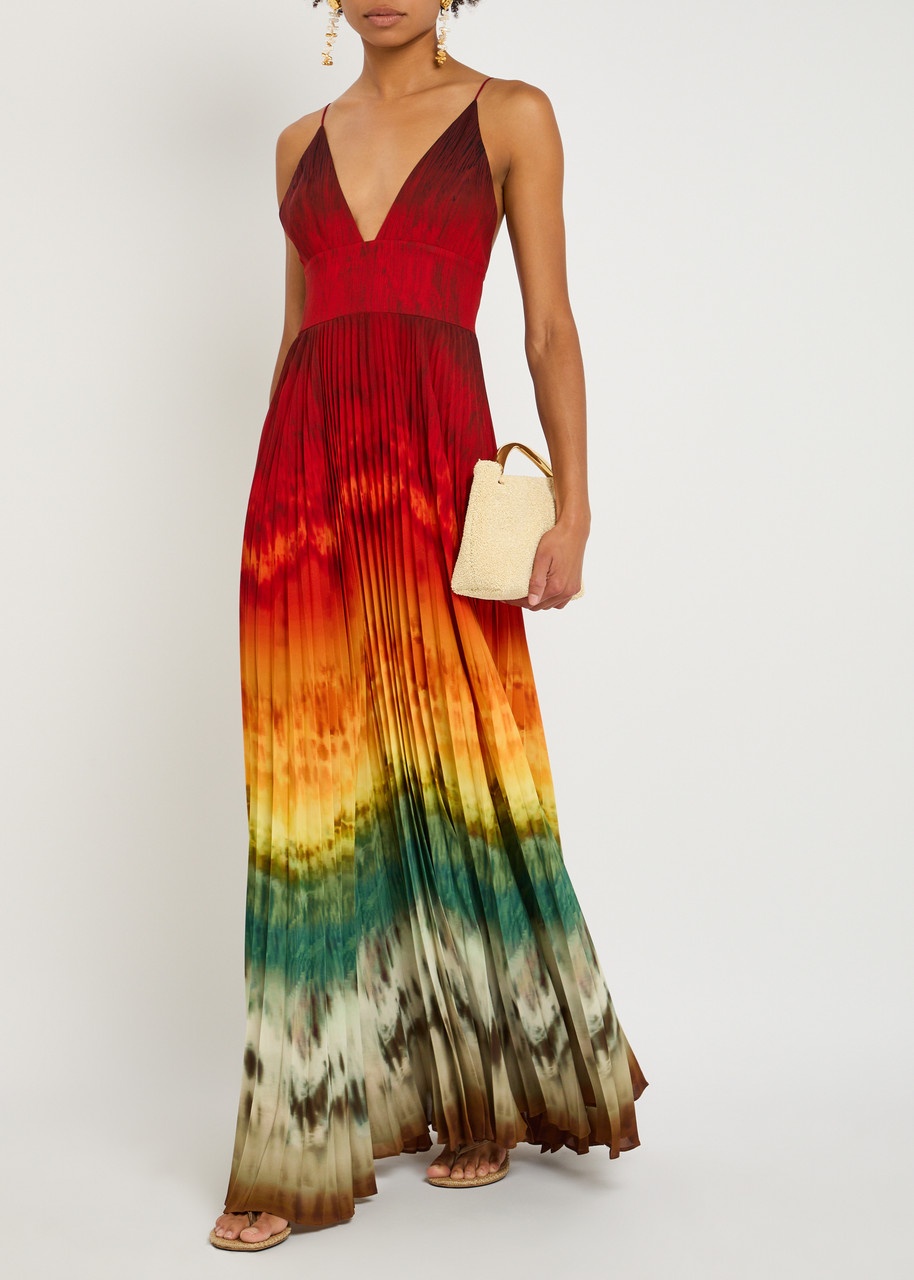 Alice + Olivia Lauren Printed Chiffon Maxi Dress - 4