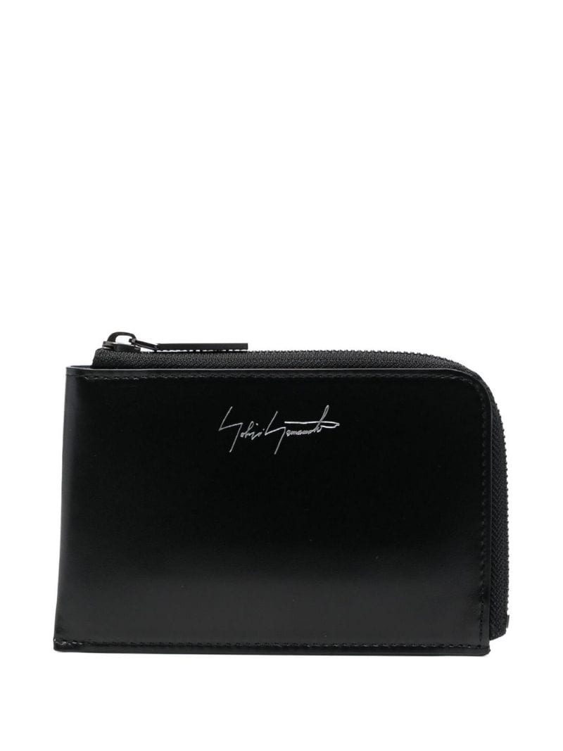 logo-print leather wallet - 1