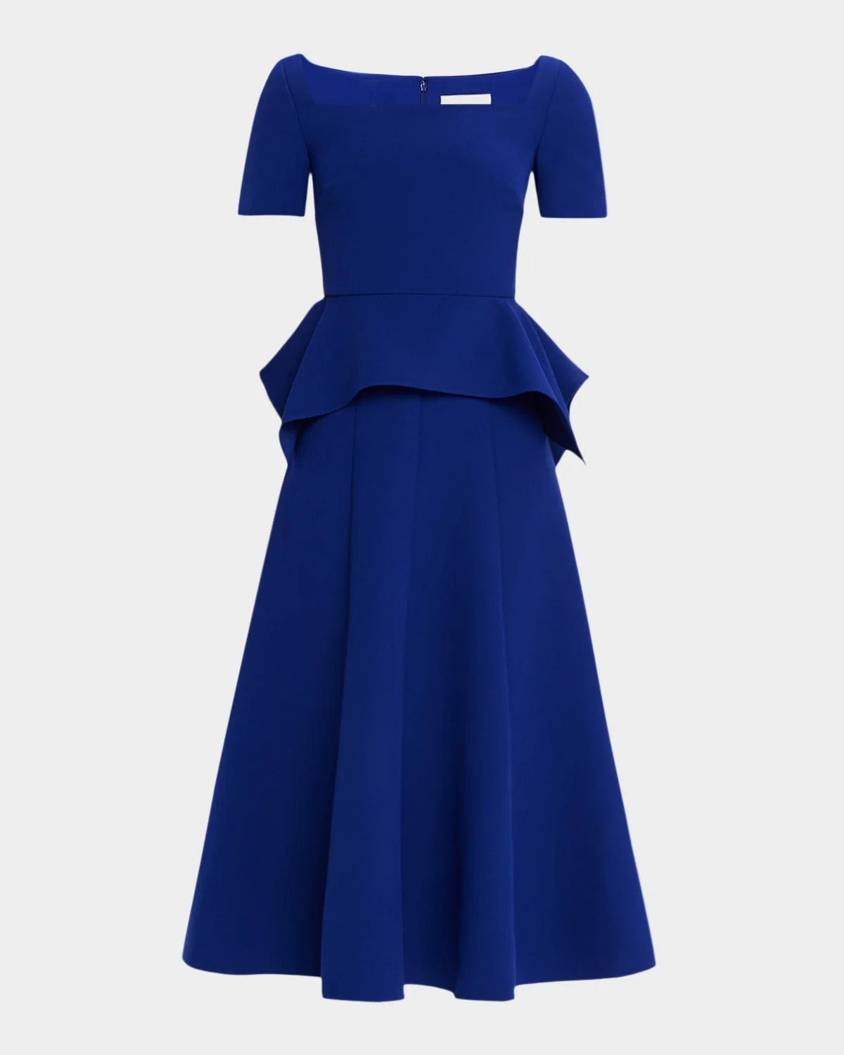 Square-Neck Peplum Midi Dress - 1