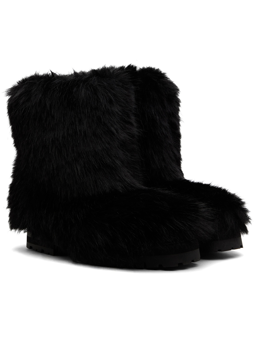 Black Faux-Fur Boots - 4