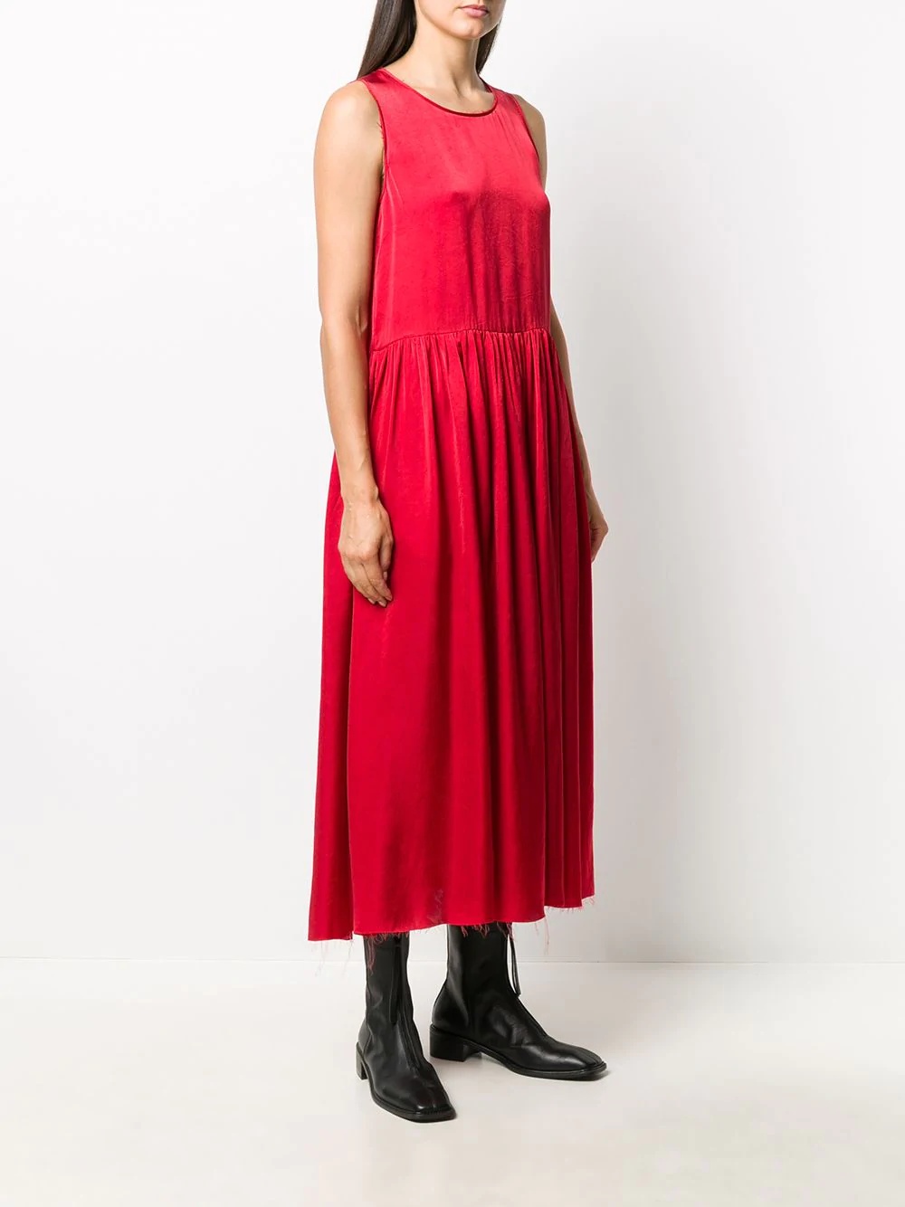 gathered-waist satin dress - 3