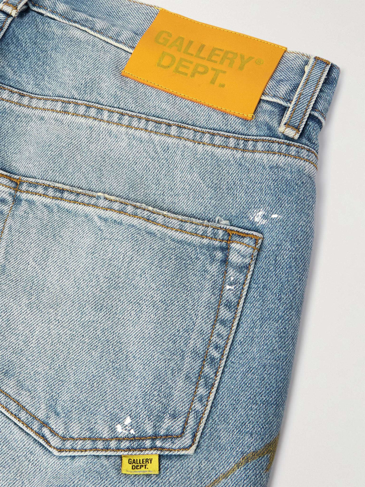 G-Time Flared Distressed Logo-Appliquéd Jeans Blue - 5