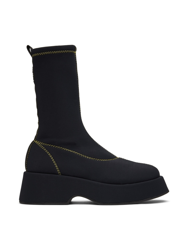 Black Retro Flatform Sock Boots 1