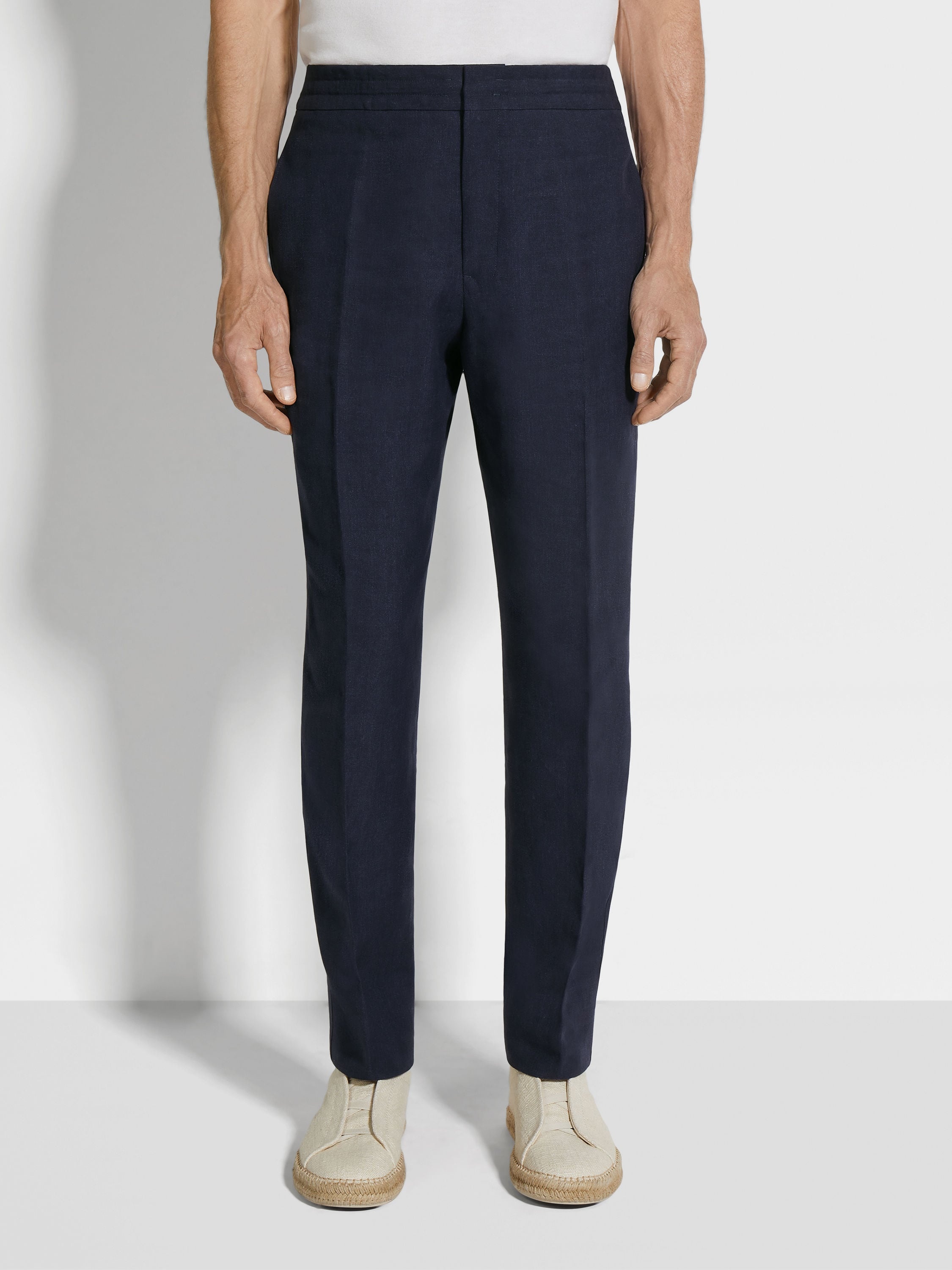 INK BLUE OASI LINO PANTS - 5