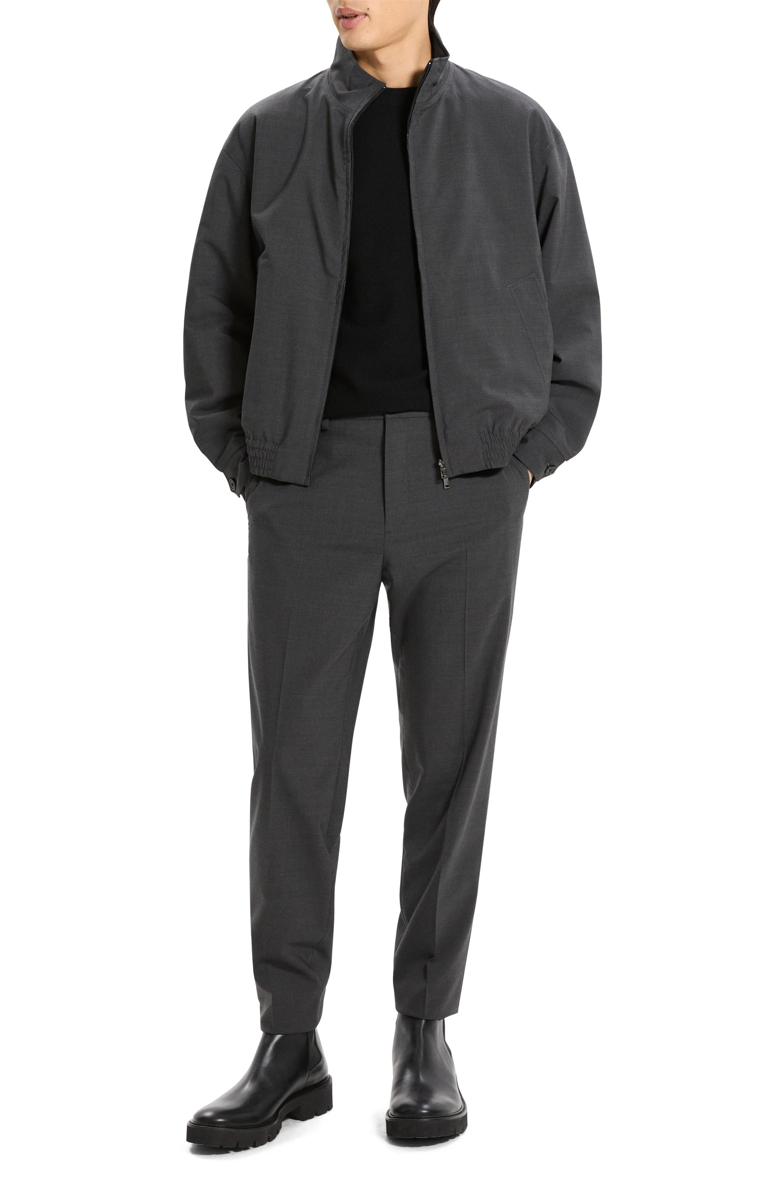 Theory Motion Wool Blend Reversible Jacket in Charcoal Melange at Nordstrom - 7
