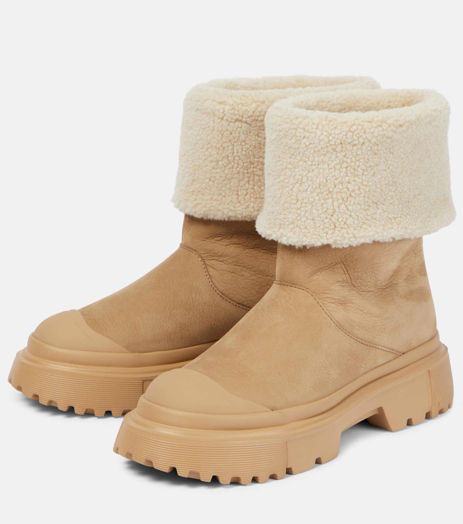 H619 faux shearling-trimmed suede ankle boots - 5