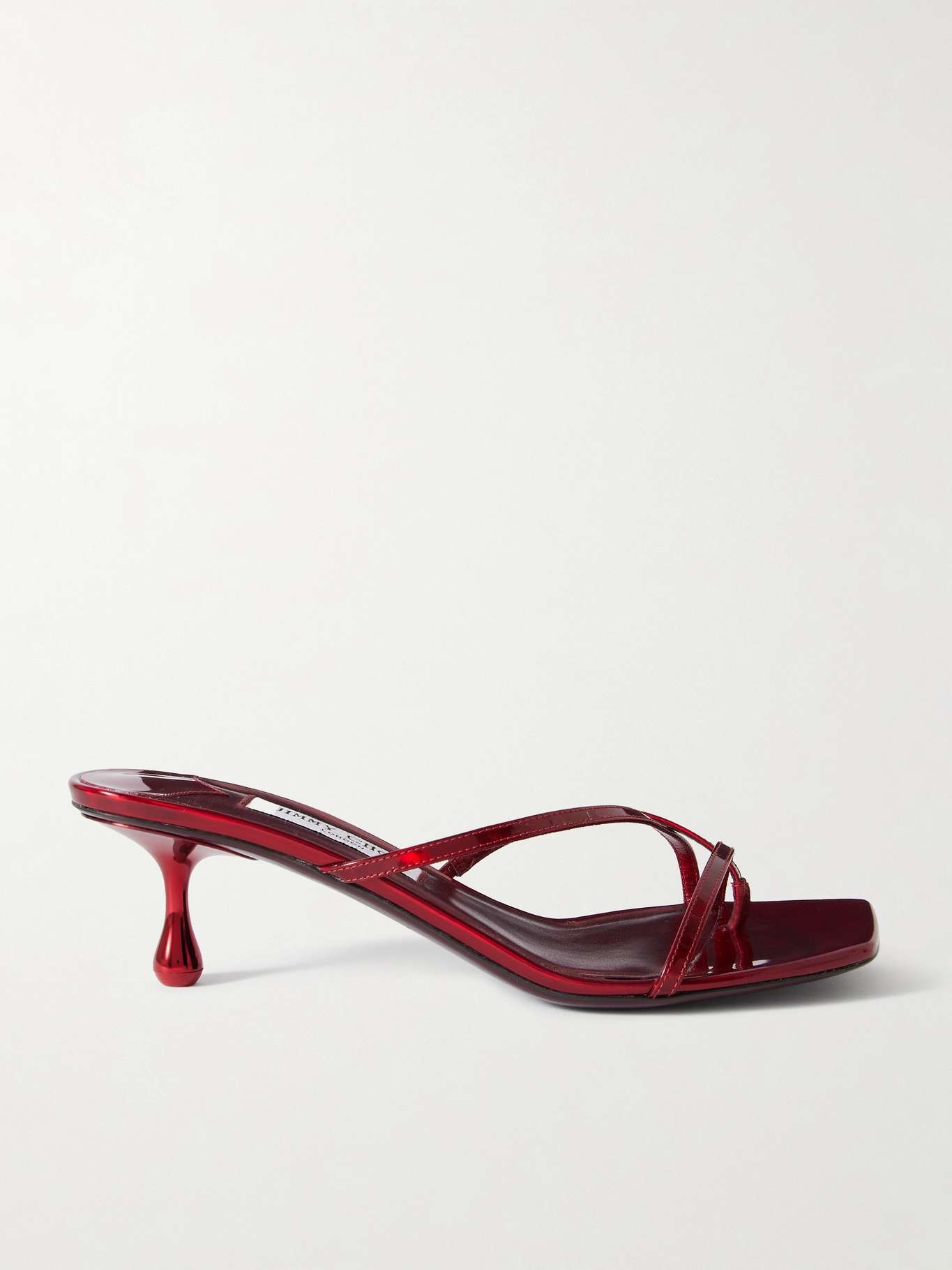 JIMMY CHOO Etana 50 mirrored-leather mules Red | REVERSIBLE