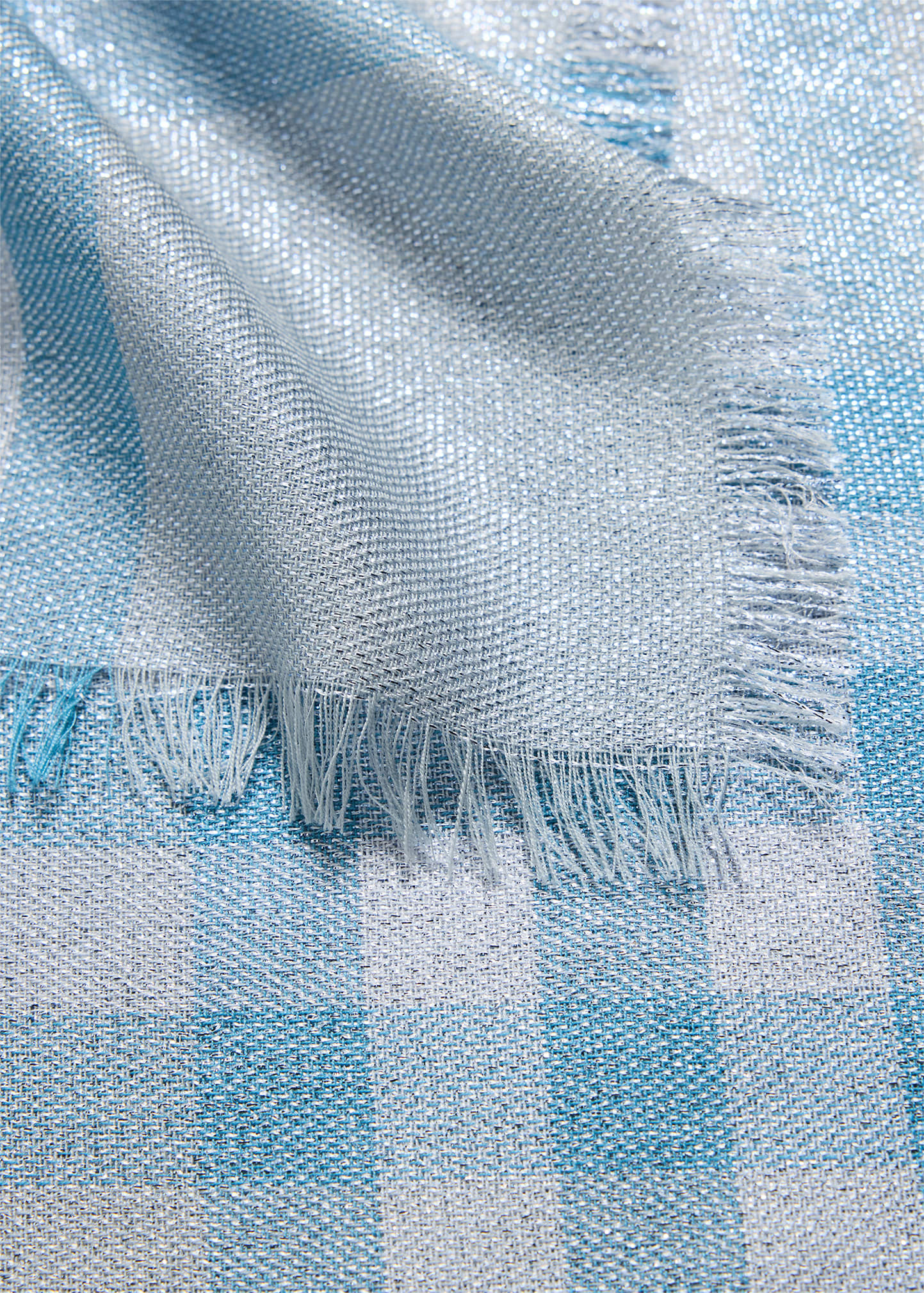 Metallic Giant Check Wool Scarf - 2