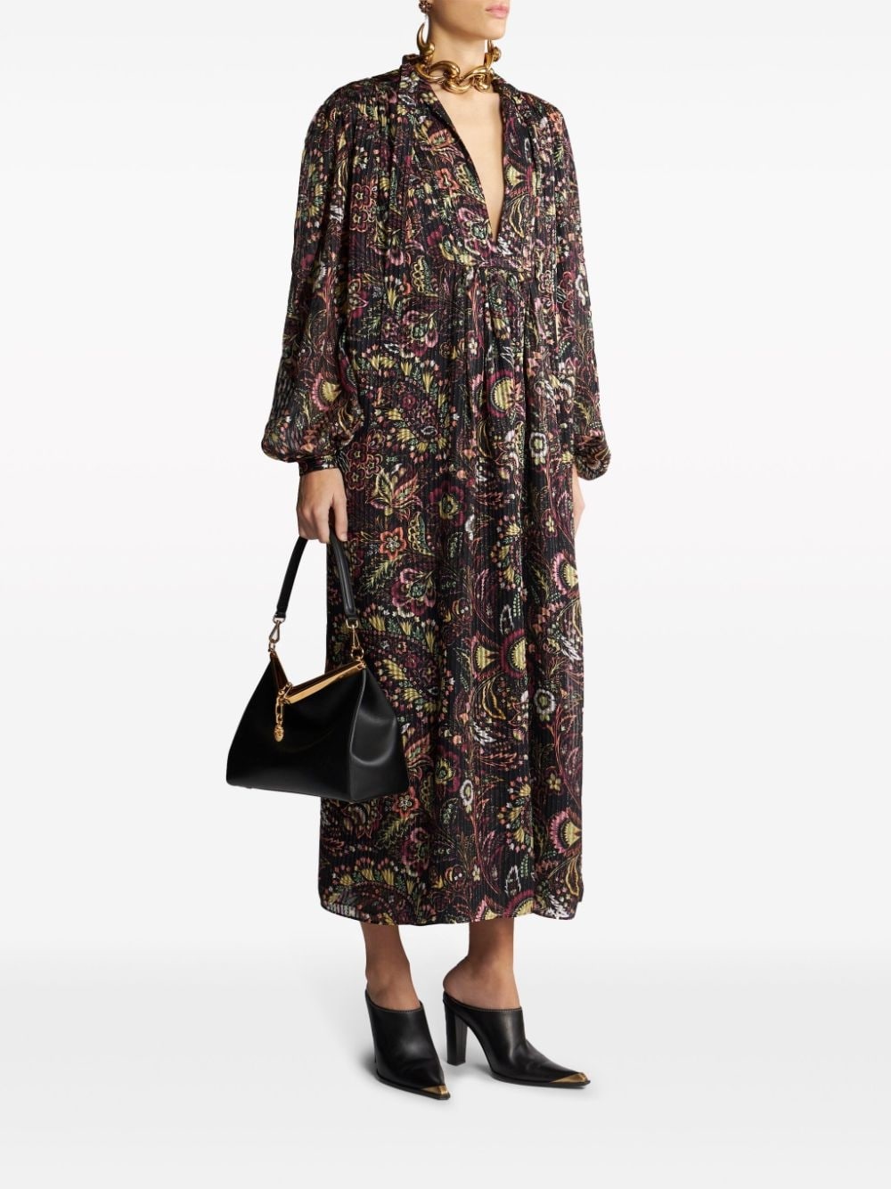 floral-print silk-blend dress - 2