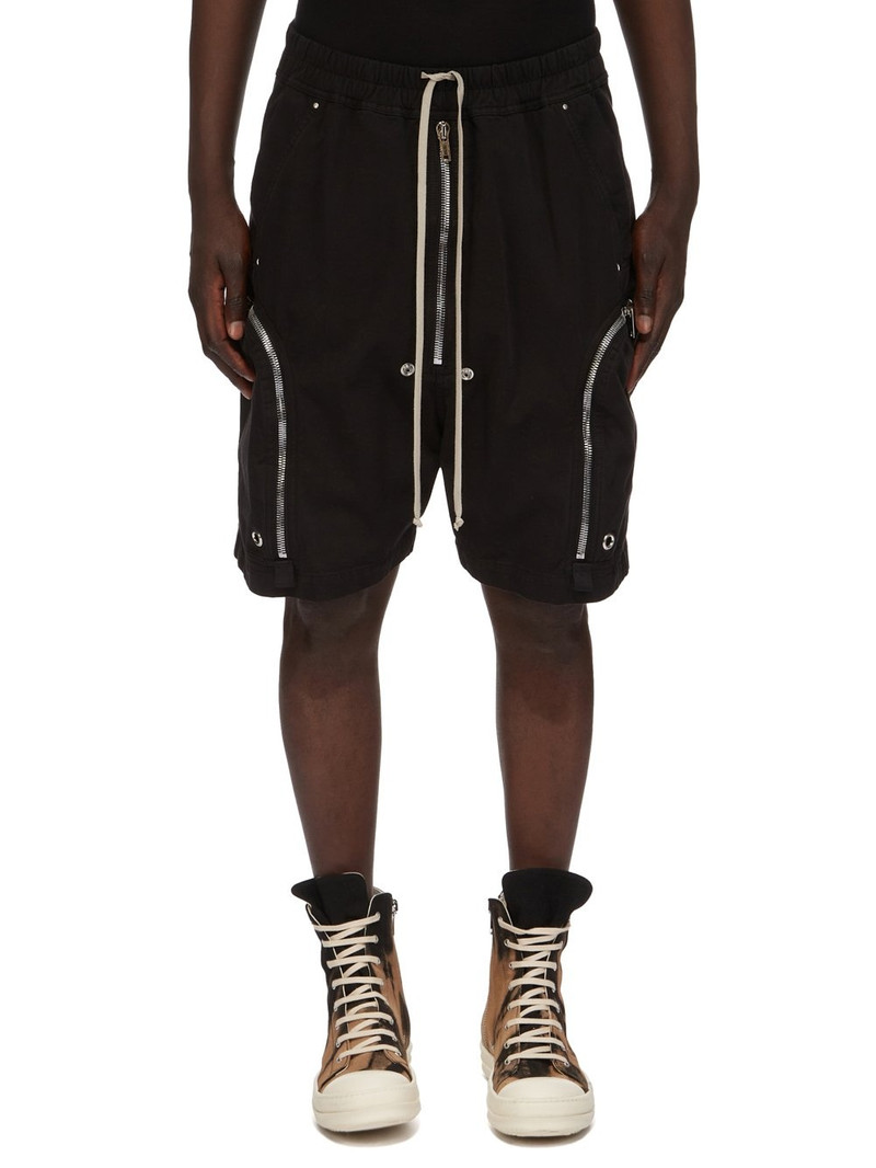 Bauhaus Wide-Leg Zip-Embellished Cotton-Twill Drawstring Shorts 1