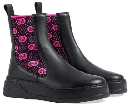 (WMNS) Gucci GG Jersey Boots 'Black Fuchsia' 718718-AAA8L-1066 - 2