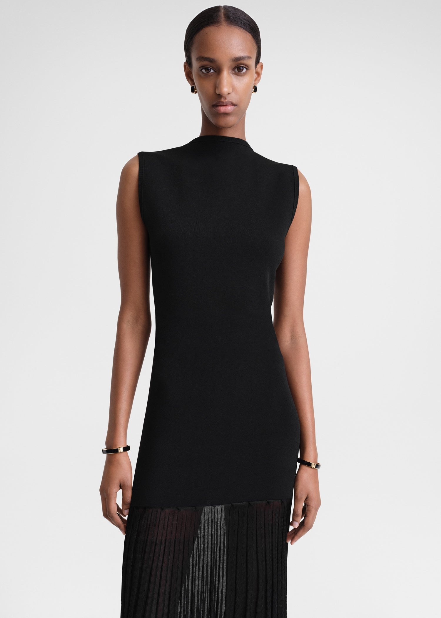 Plissé-knitted evening dress black - 5