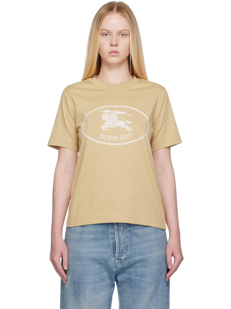 Tan Knight Stamp Cotton T-shirt 1