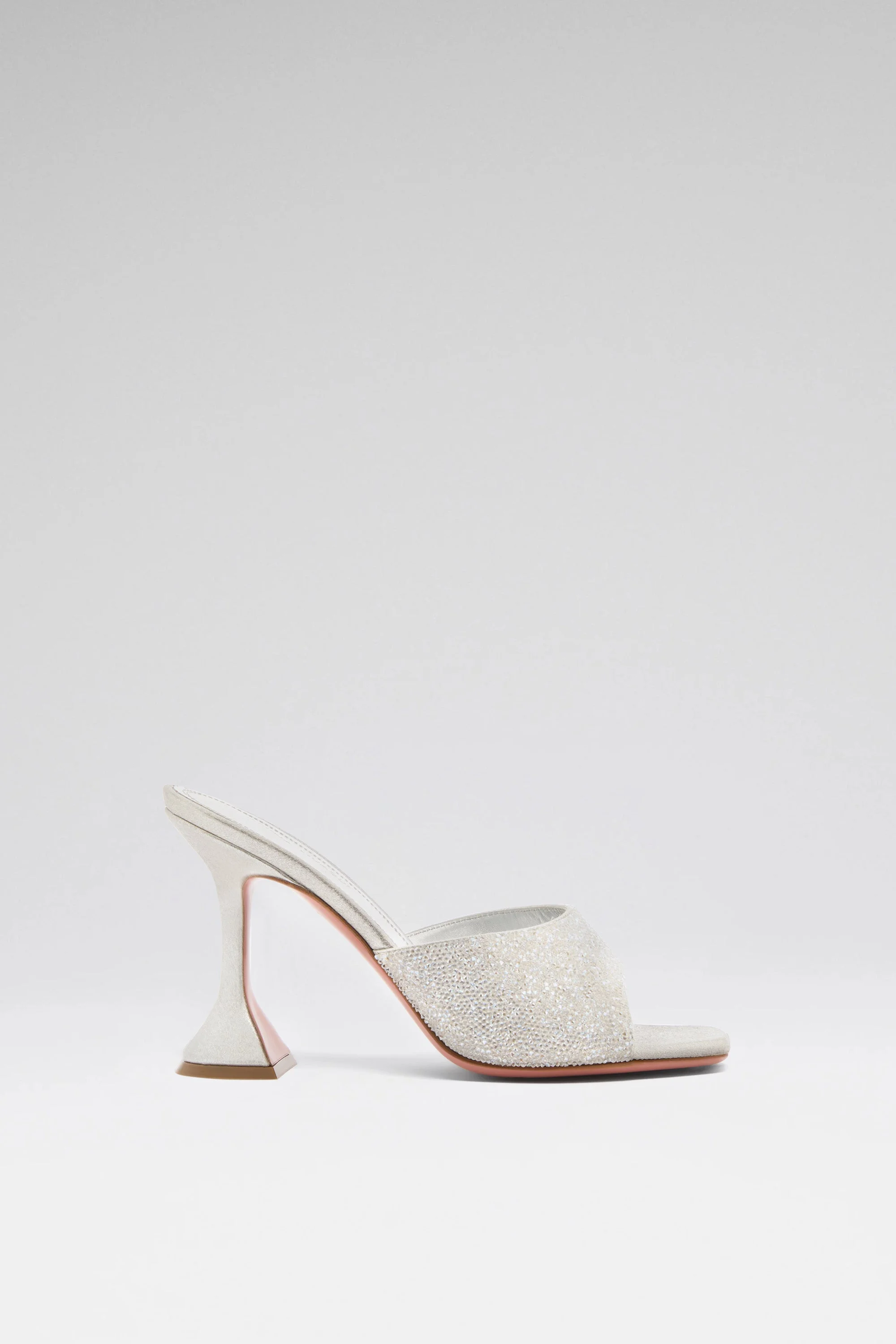 LUPITA CRYSTAL DUST SLIPPER SILVER SATIN AND WHITE CRYSTALS - 1