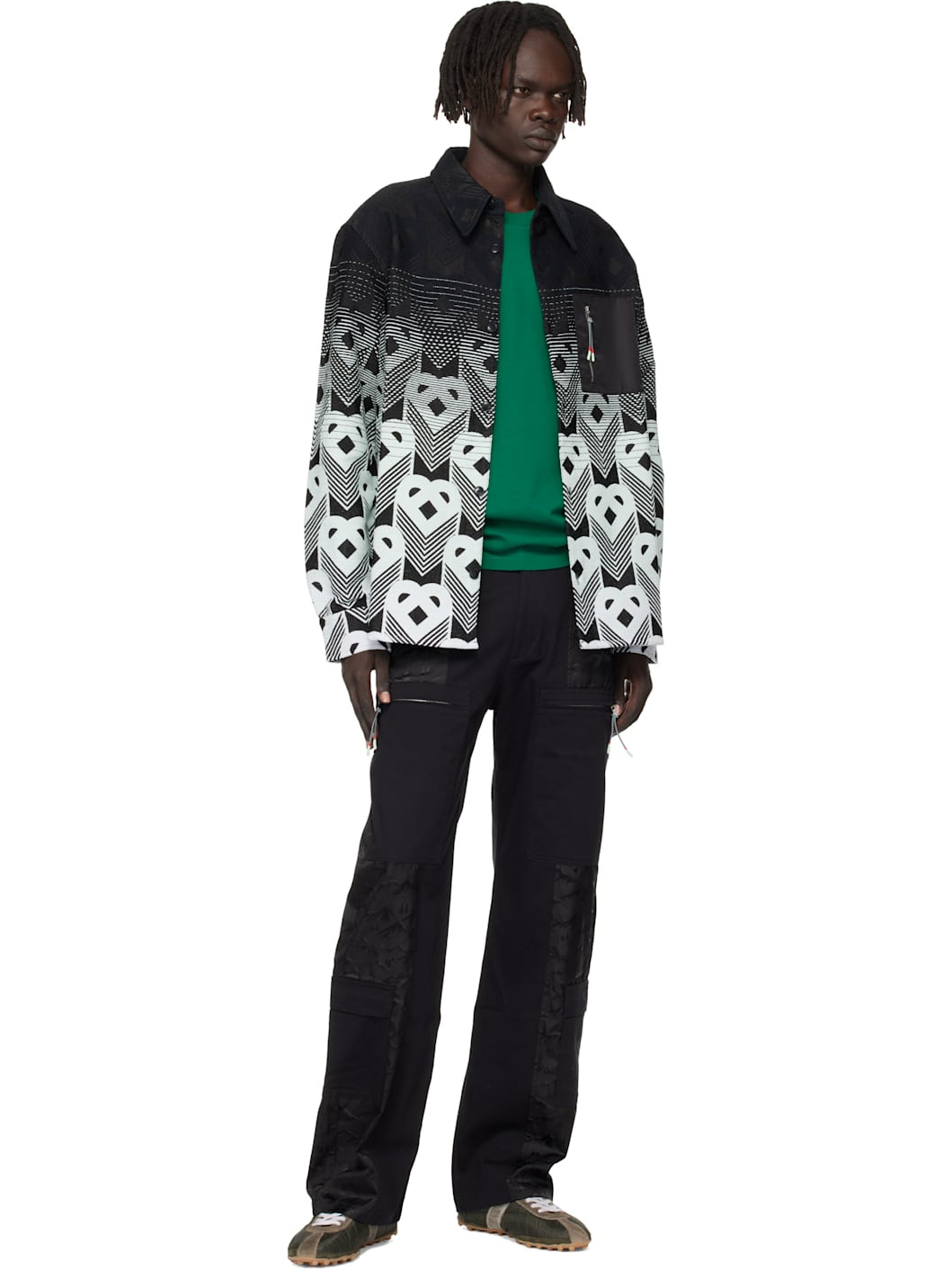 Black & Green Gradient Monogram Jacket - 4