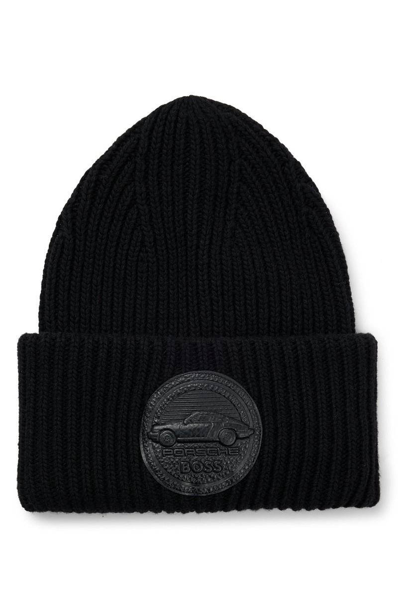 PORSCHE X BOSS CHUNKY-RIB BEANIE HAT WITH SPECIAL BRANDING 1