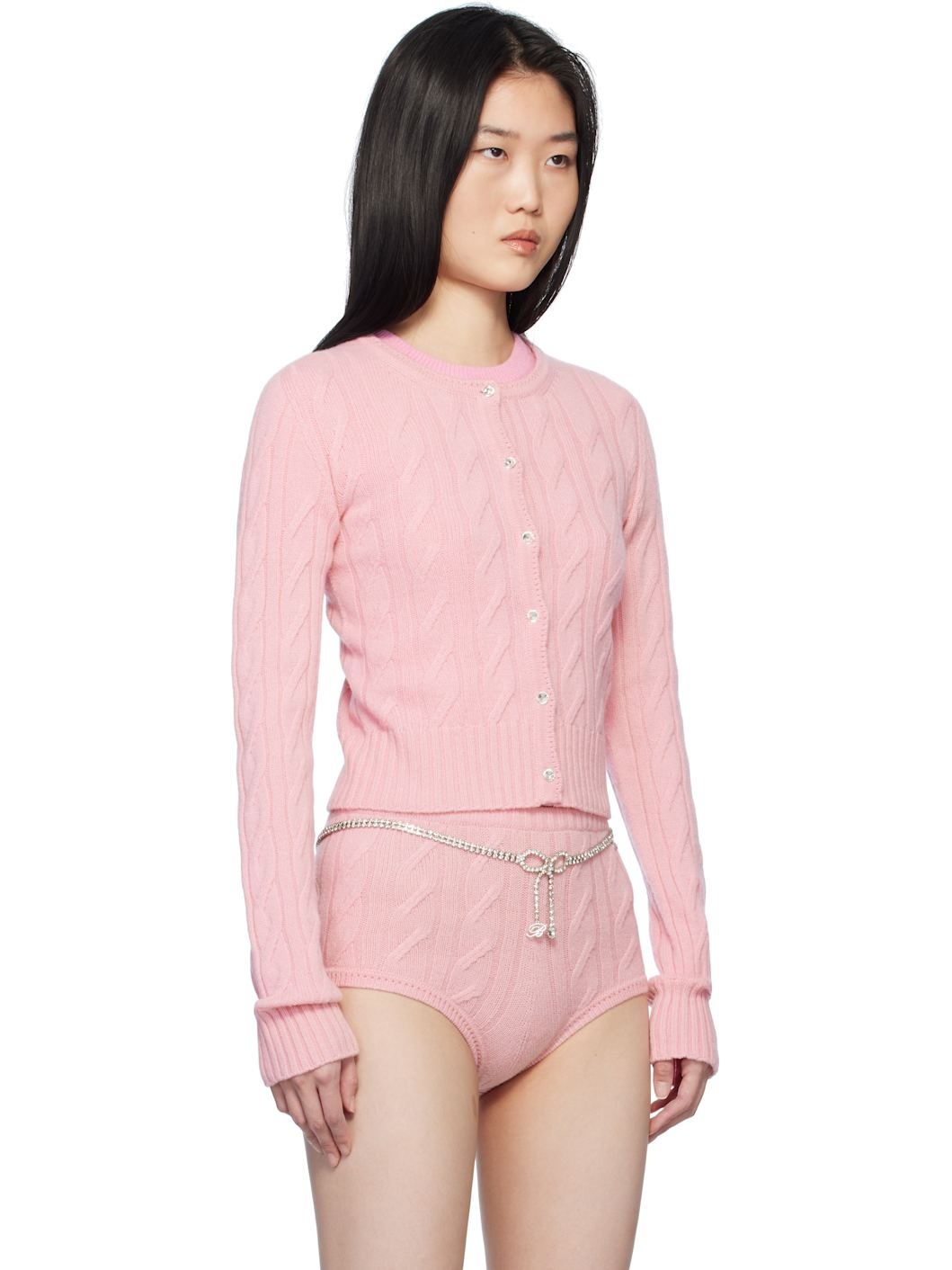 Pink Wool & Cashmere Cardigan - 2