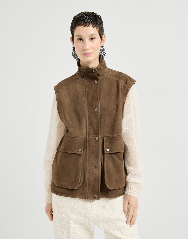 Couture suede vest with monili 2
