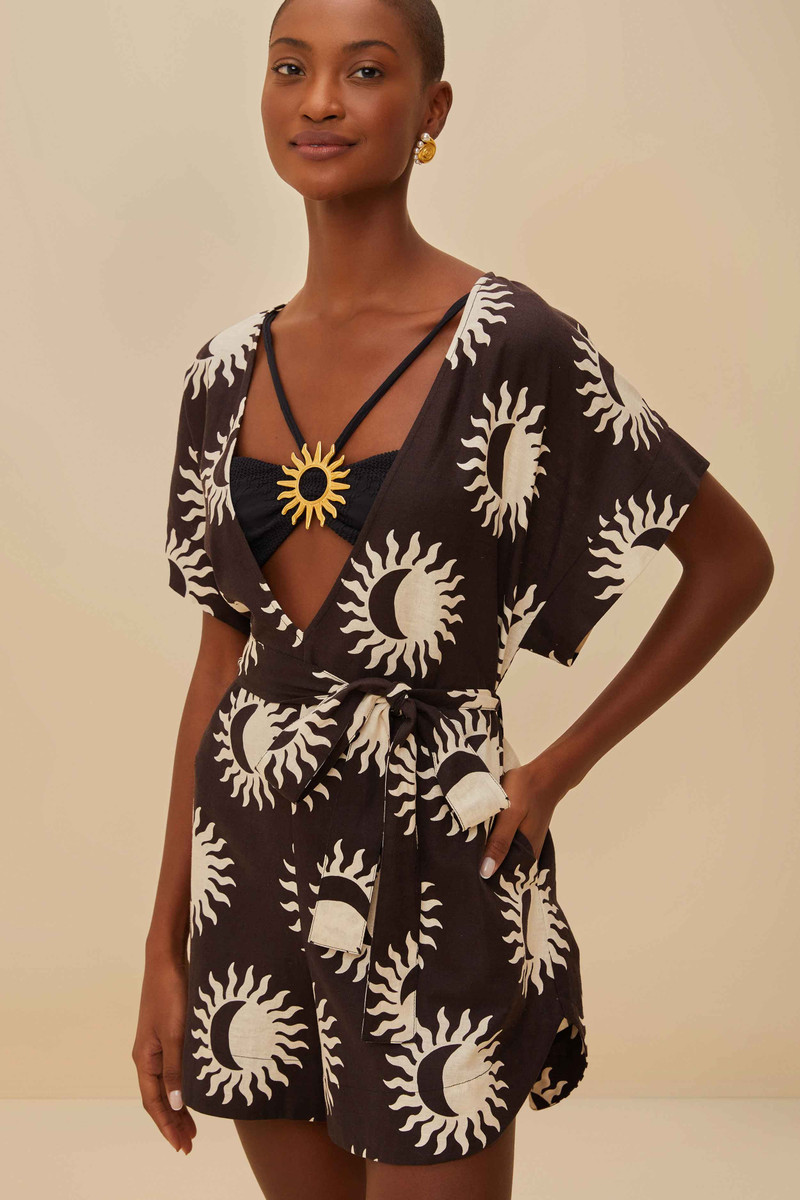 FARM RIO Black Sunny Moon Lenzing™ Ecovero™ Euroflax™ Romper outlook