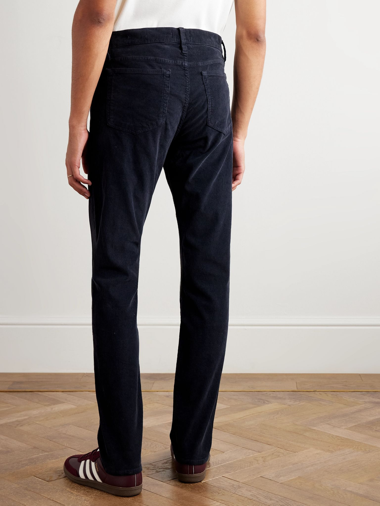 L'Homme Slim-Fit Cotton-Blend Corduroy Trousers Navy - 4