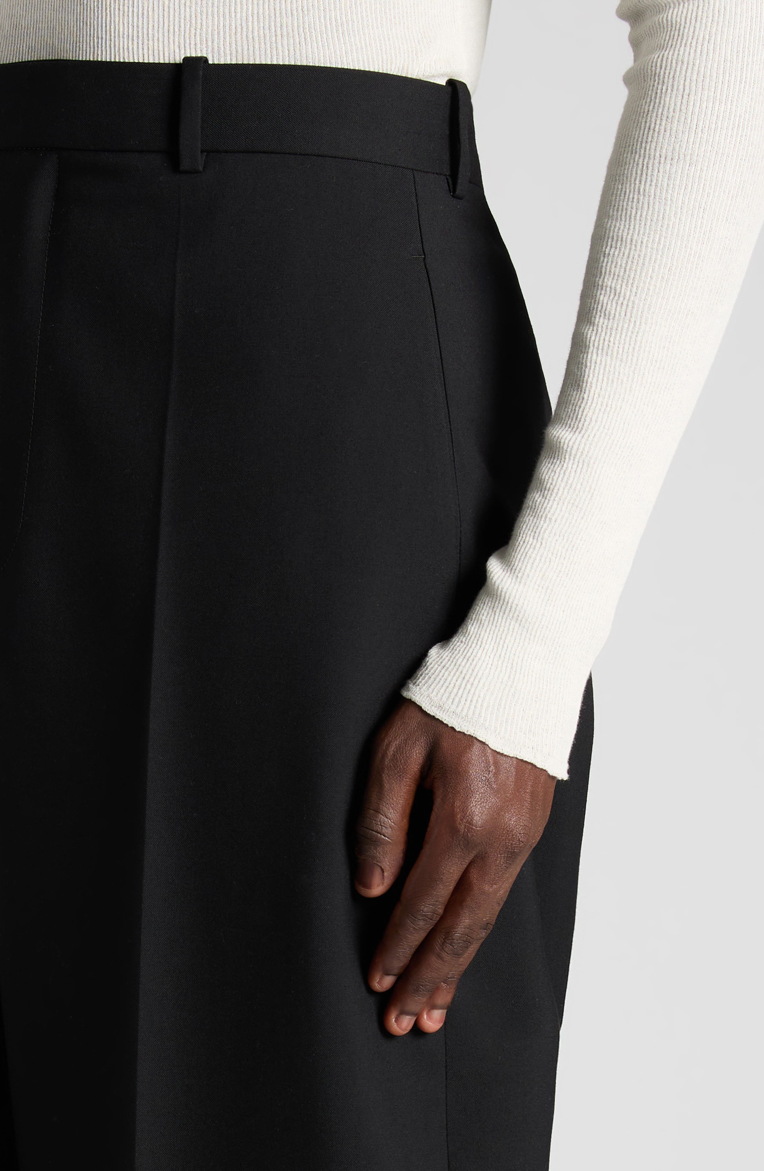 Bottega Veneta Lightweight Sartorial Wool Straight Leg Pants in 1000 Black at Nordstrom - 5