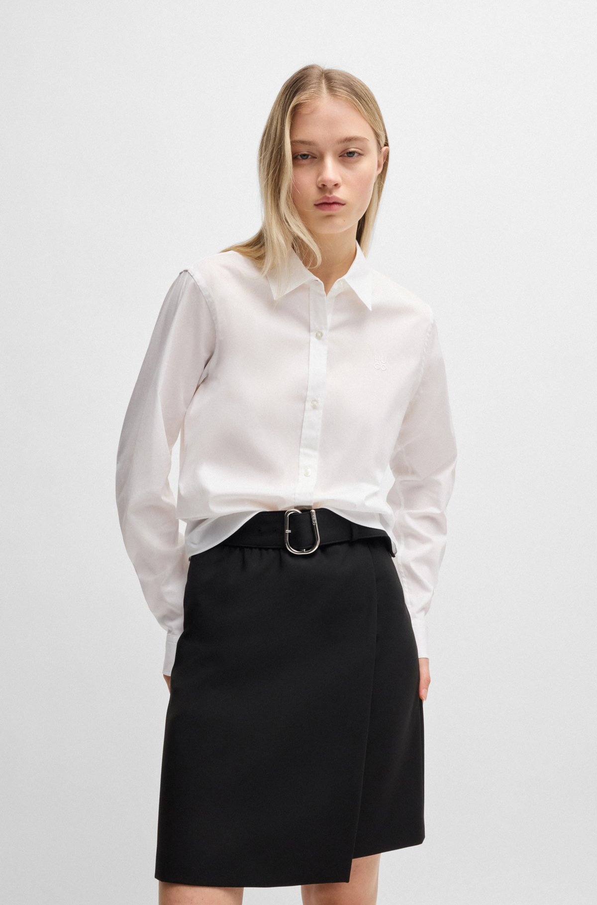 REGULAR-FIT BLOUSE IN STRETCH-COTTON CANVAS - 2