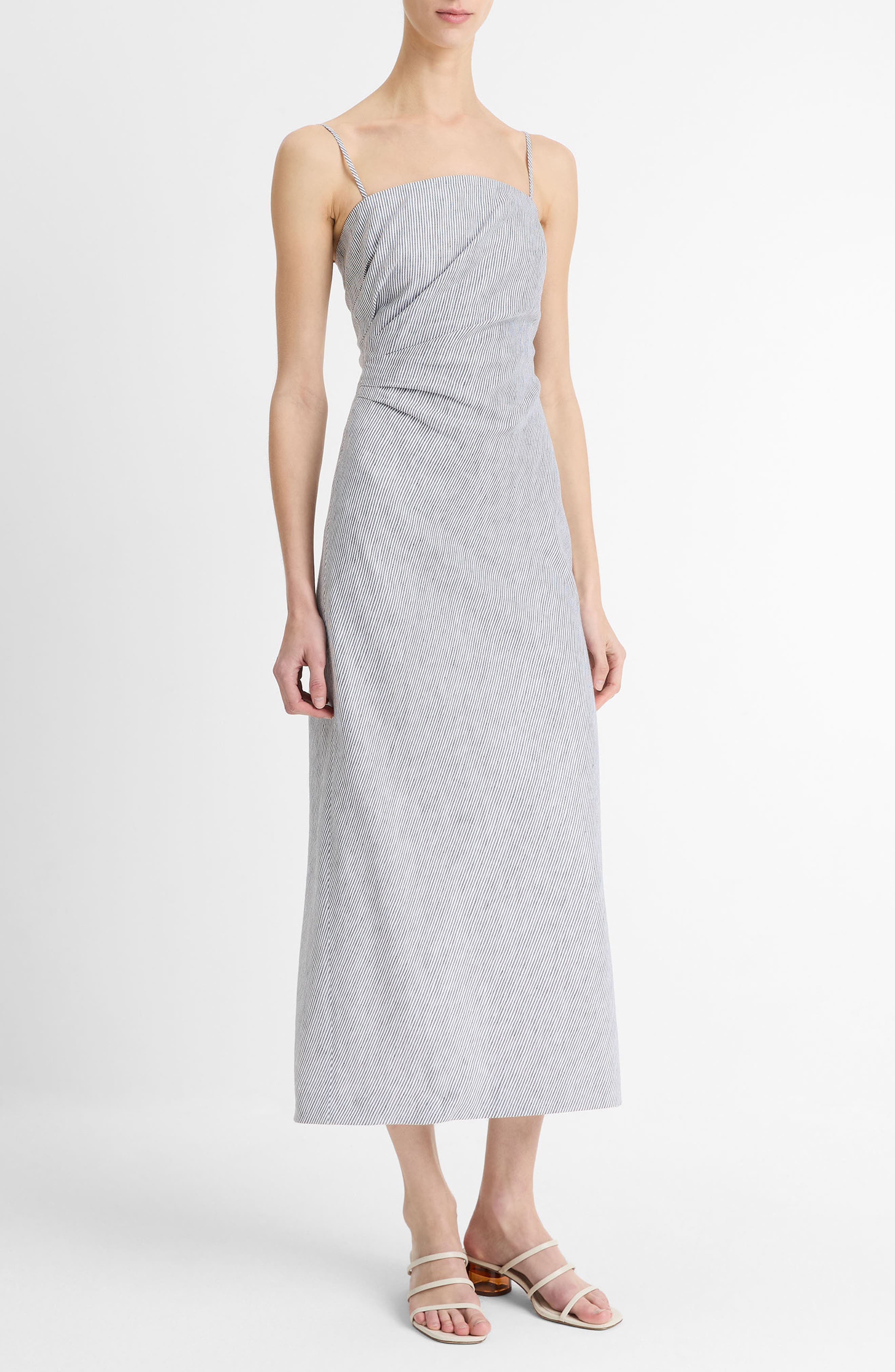 Vince Ticking Stripe Sleeveless Maxi Dress in Iris Slate/Off White at Nordstrom - 3