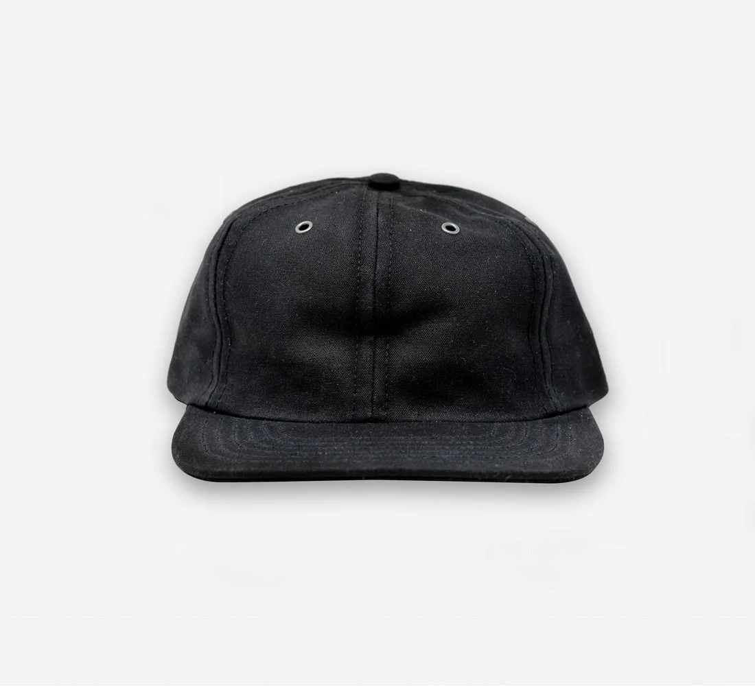 Waxed Canvas Baseball Cap - Black - 1