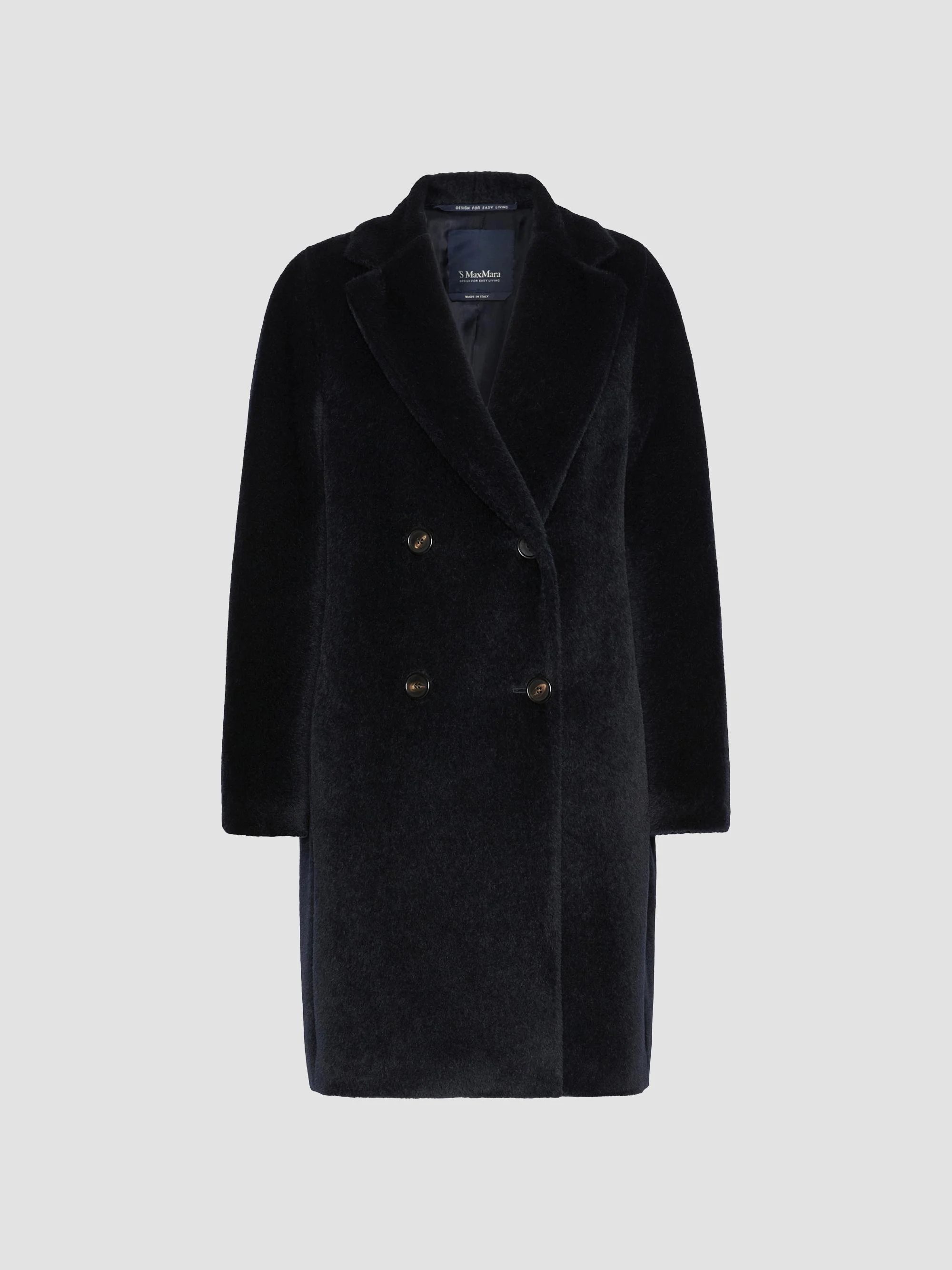 Women's Alpaca and Wool Midi Coat - Midnight Blue - 1