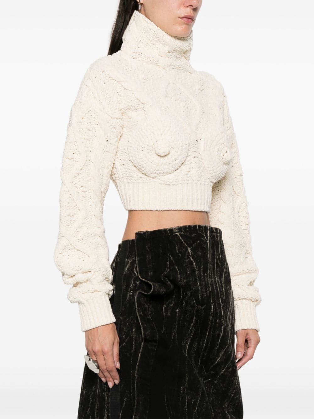 conical-bra detail cropped sweater - 3