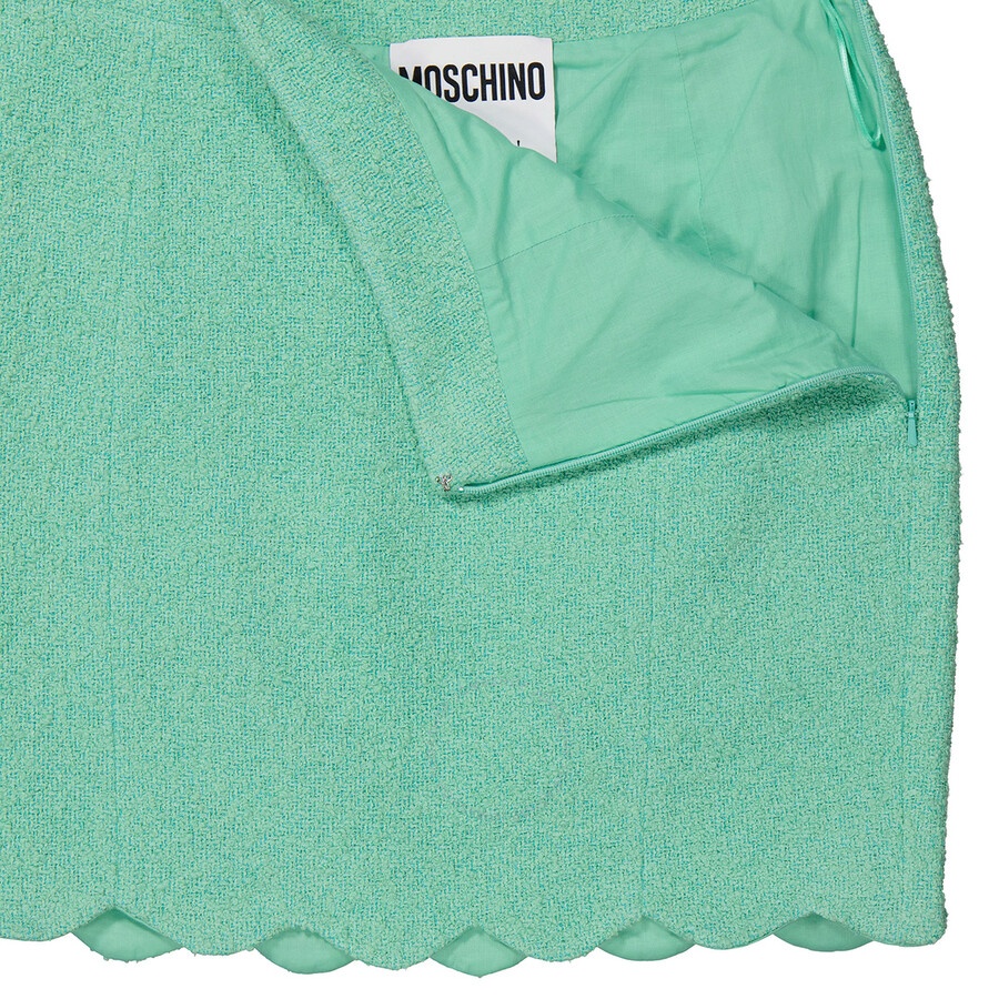 Moschino Ladies Light Green Scallop-Hem High Waist Mini Skirt - 7