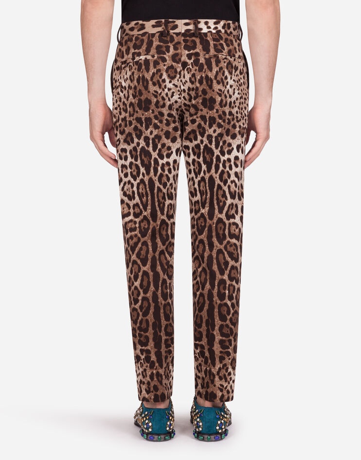 Cotton stretch pants with leopard print - 2