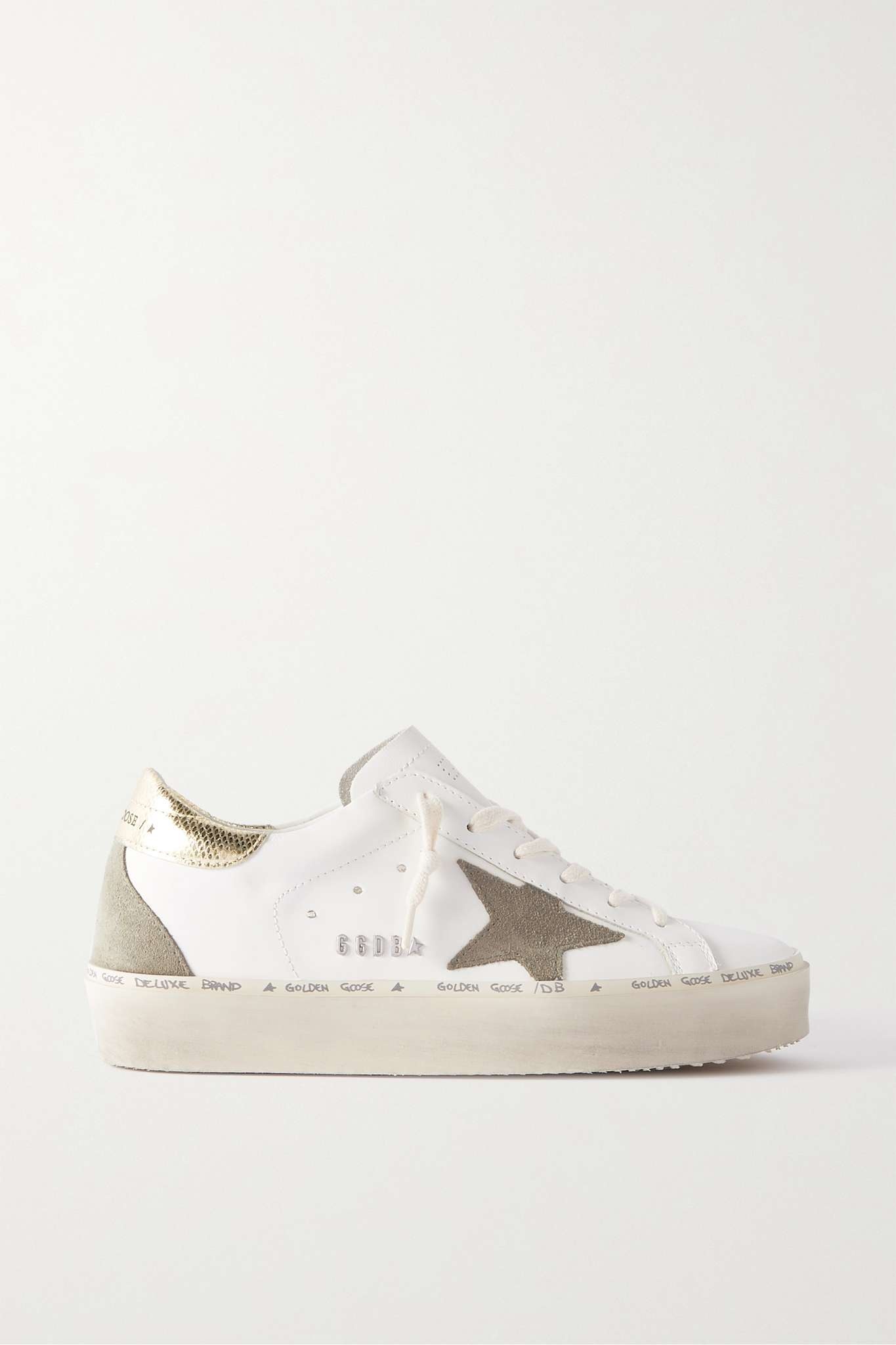 Hi Star suede-trimmed distressed leather sneakers - 1