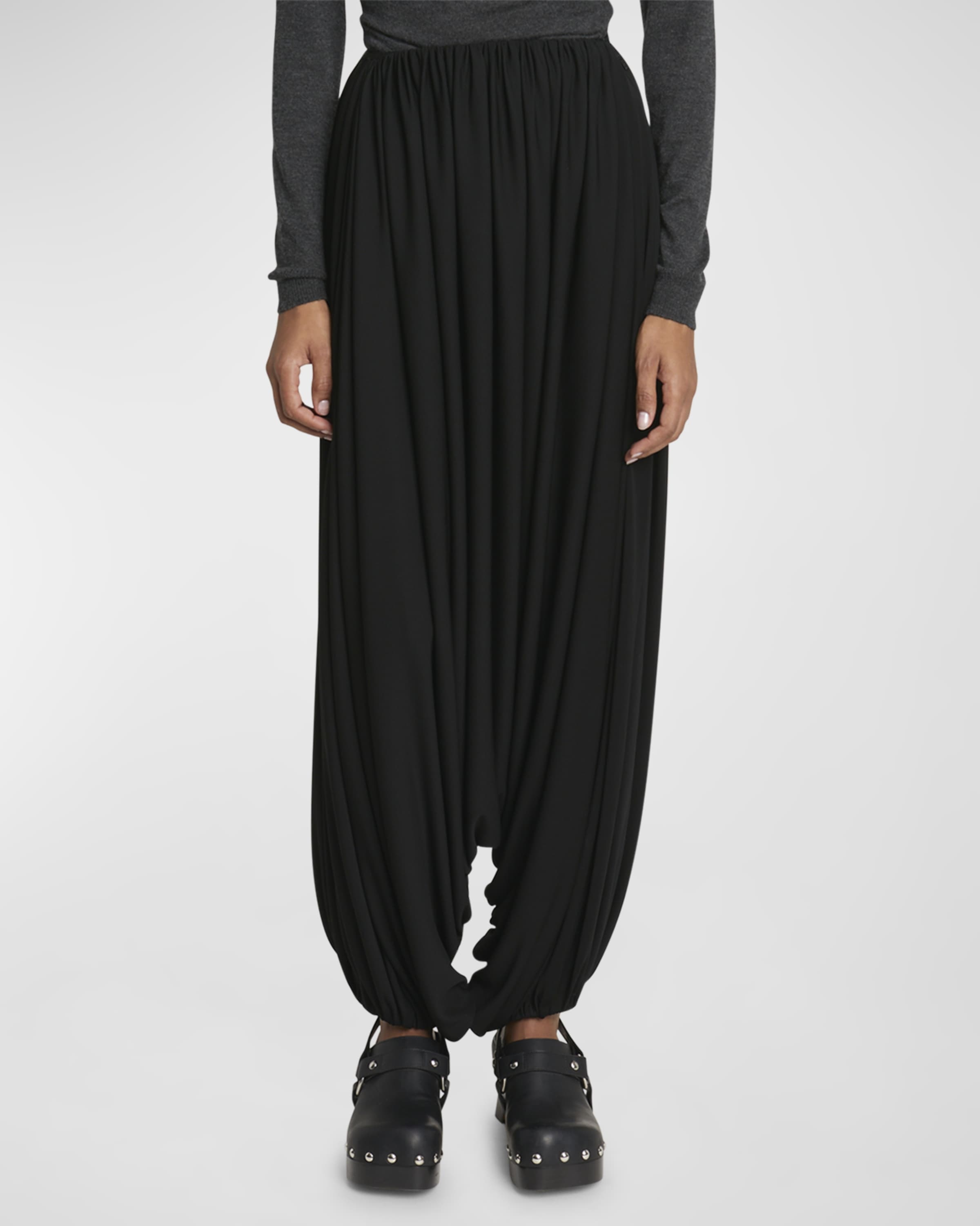 Draped Wide-Leg Harem Trousers - 2