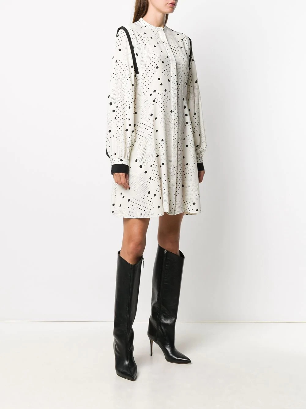 long-sleeve polka dot dress - 3