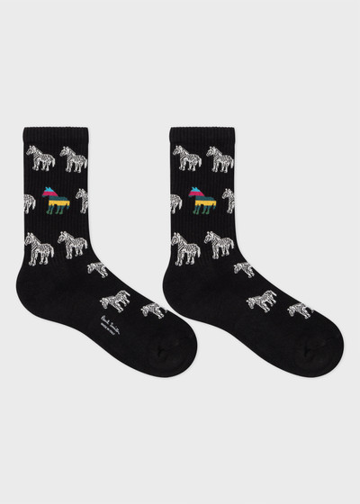 Paul Smith Black Zebra Logo Ribbed Socks outlook