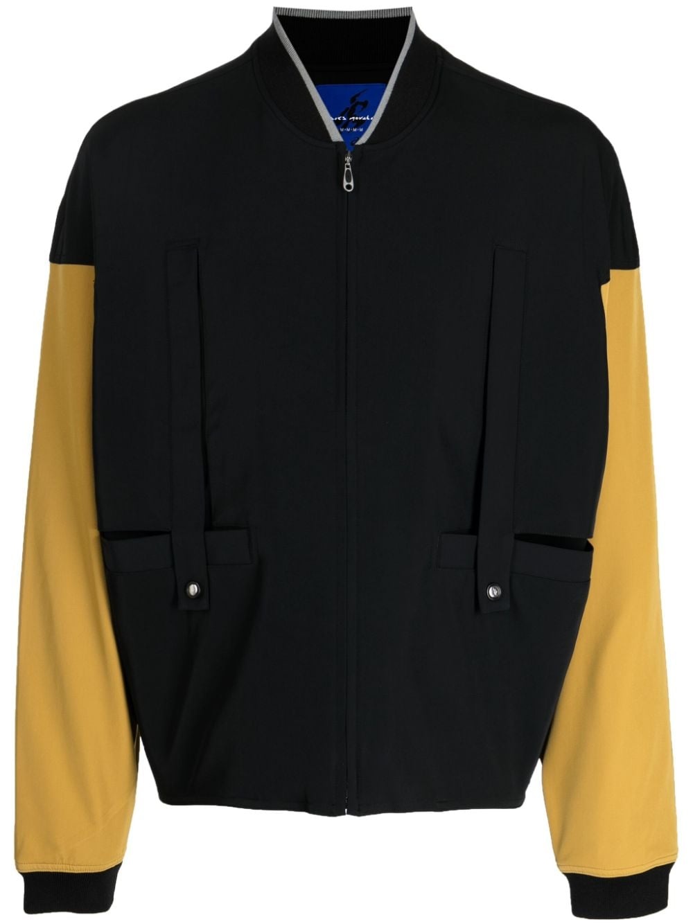 two-tone design zip-up bomber jacket - 1