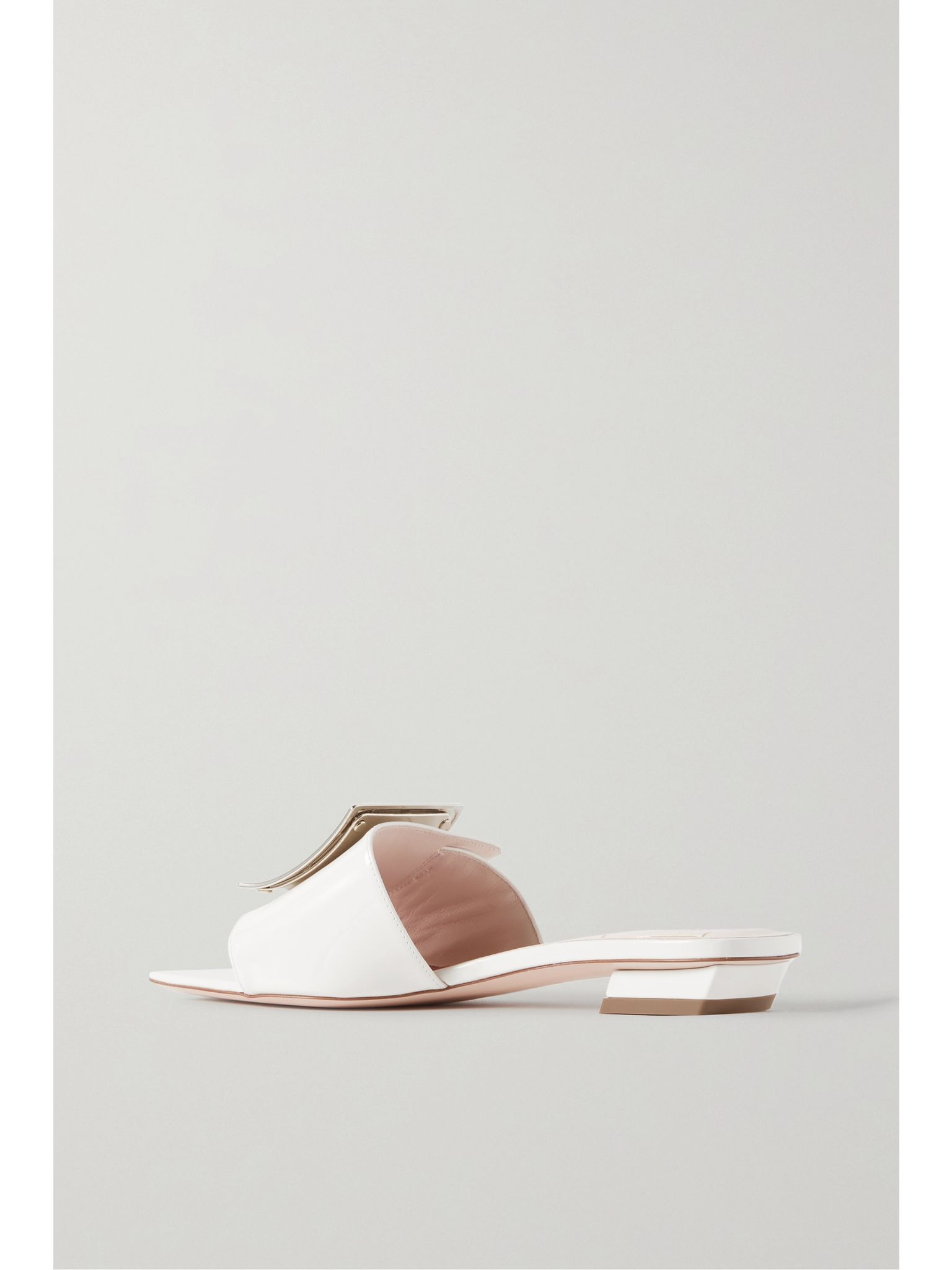 Belle Vivier embellished patent-leather mules White - 3